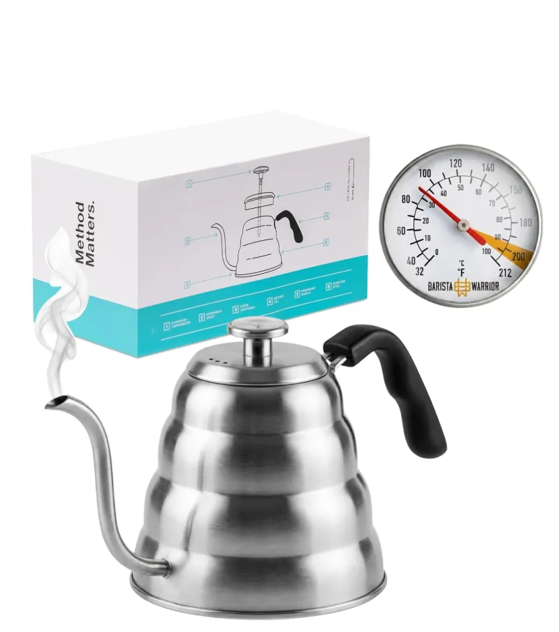 Barista Warrior Gooseneck Kettle with Thermometer