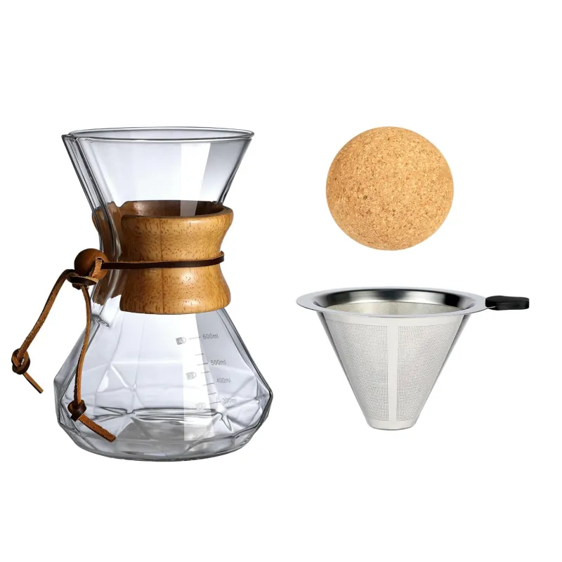 Pour Over Coffee Maker with Wood Sleeve 600ml