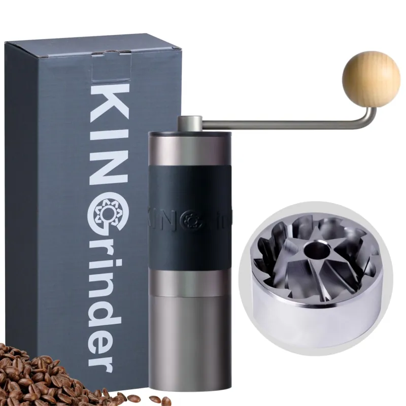 【Gray】KINGrinder K1 Manual Coffee Grinder Straight Handle Stainless