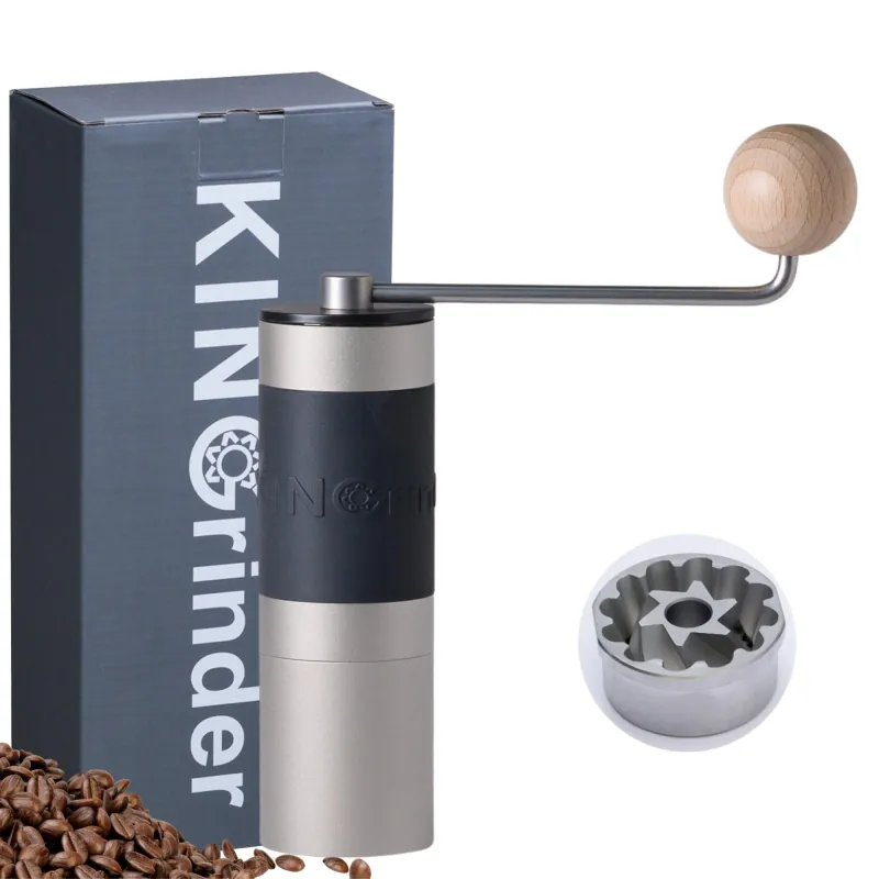 【Sliver】KINGrinder K2 Manual Coffee Grinder Straight Handle Stainless