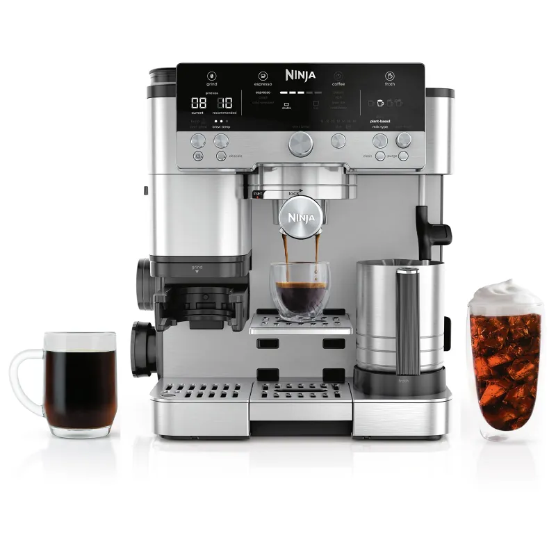 Luxe Café 3-in-1 Espresso, Drip Coffee and Cold Brew Machine | Integrated Coffee Grinder, Milk Frother, Assisted Tamper & Built-In Espresso Accessory Storage | Stainless Steel | ES601