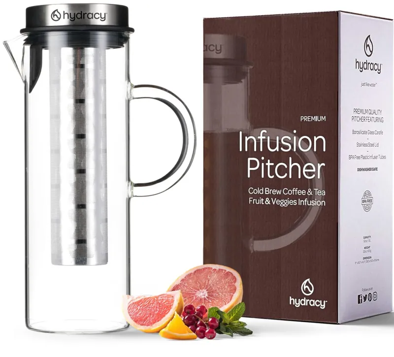 Glass Infusion Pitcher Cold Brew Coffee Maker 1.6 Quarts