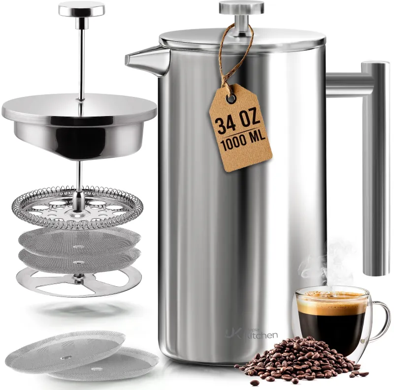 Utopia Kitchen Stainless Steel French Press (34 oz)